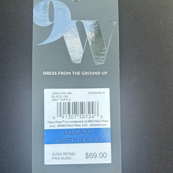 NWT NINE WEST Black Long sleeved Top SZ XL - Picture 5 of 7